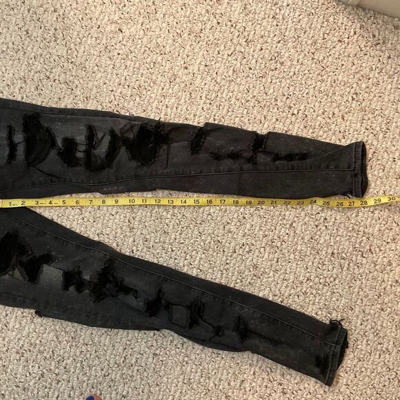American Eagle Next Level Stretch Black Distressed Skinny Jeans Size 2 Regular - Picture 4 of 6